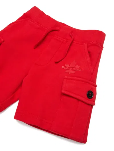 Dsquared2 Maple Leaf Cargo Shorts In Red