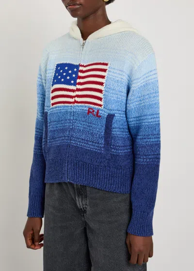 Polo Ralph Lauren Ombre Cotton Hoodie Knitwear Blue In Multi