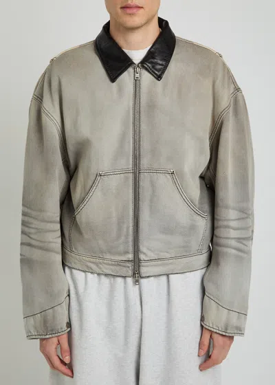 Acne Studios Leather-trim Cotton-twill Jacket In Multi