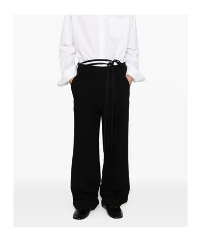 Ann Demeulemeester Leon Drawstring-side Trousers In Black