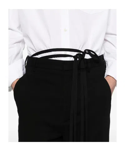 Ann Demeulemeester Leon Drawstring-side Trousers In Black