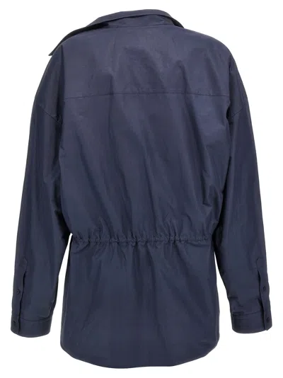 Balenciaga Elasticated Waistband Cotton Shirt Mini Dress In Blue