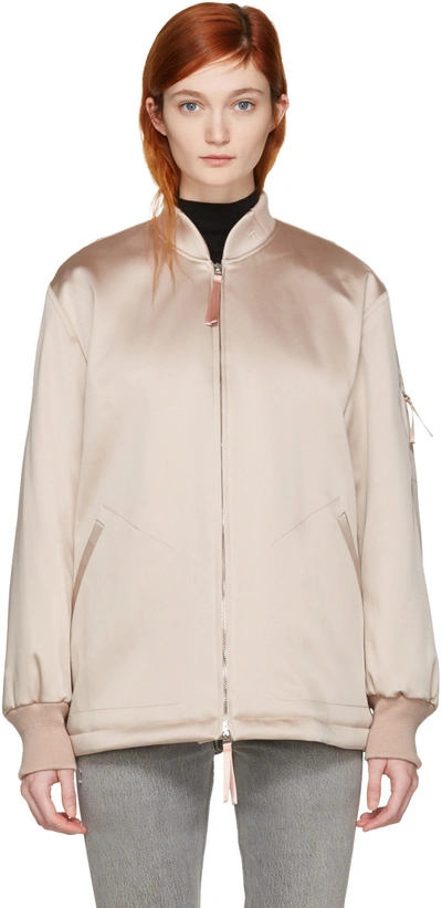 Alexander Wang T Water Resistant Padded Satin Oversized Bomber Jacket In Neutrals