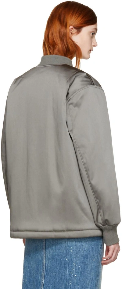 Shop Alexander Wang T Grey Nylon Bomber Jacket