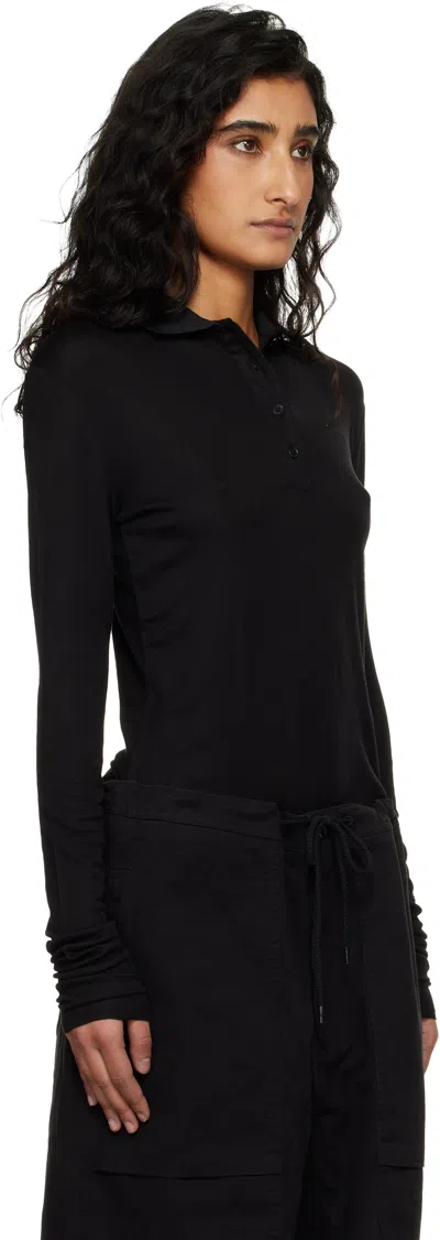 Entire Studios Black Ls Polo In Black