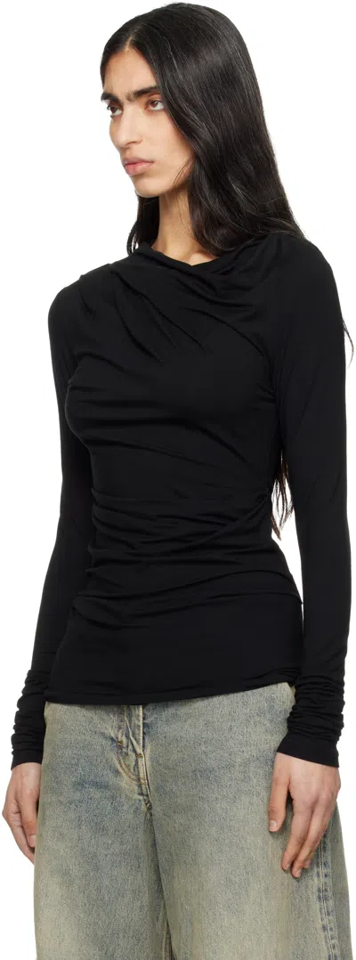 Entire Studios Black Drape Top In Black