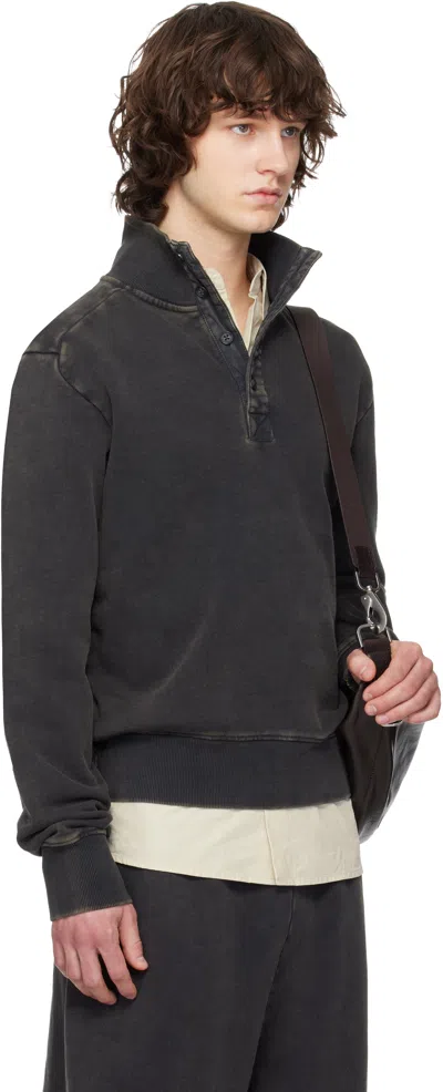 Entire Studios Black Port Pullover Sweatshirt In Black