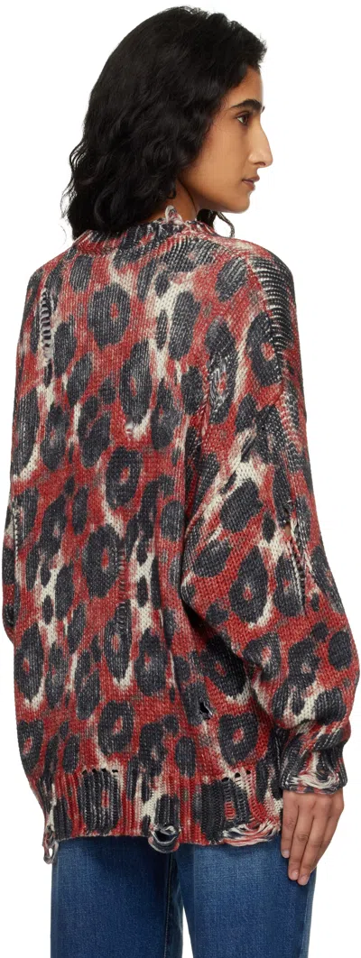 R13 Red & Black Printed Oversized Sweater In Multi