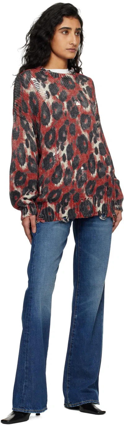 R13 Red & Black Printed Oversized Sweater In Multi