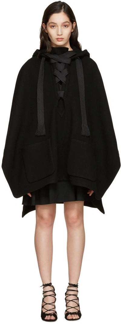 Chloé Iconic Hooded Wool-blend Cape In Black