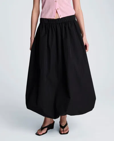 Kenneth Cole Poplin Pull On Bubble Maxi Skirt In Black