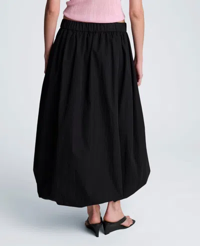 Kenneth Cole Poplin Pull On Bubble Maxi Skirt In Black