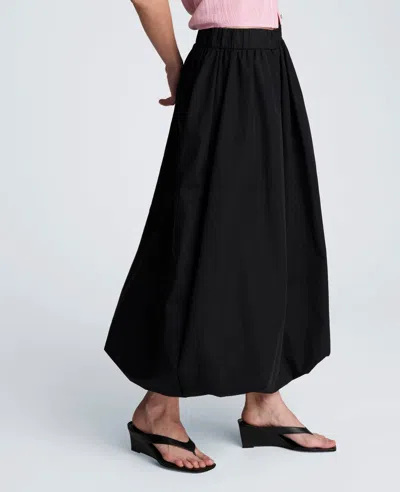 Kenneth Cole Poplin Pull On Bubble Maxi Skirt In Black