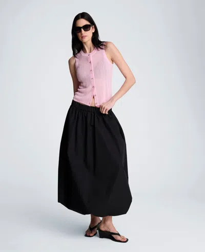 Kenneth Cole Poplin Pull On Bubble Maxi Skirt In Black