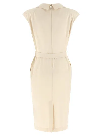 Pinko Amadine Dress Belted Waist Sleeveless V Neckline In Multi