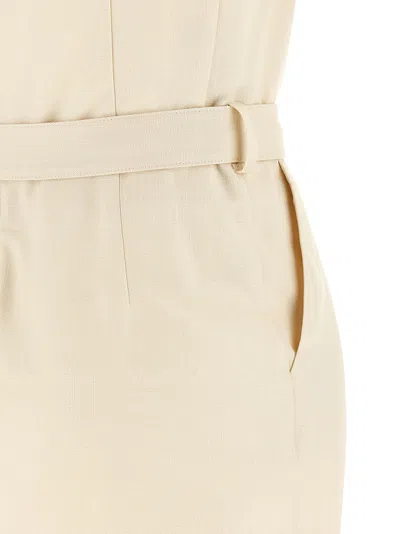 Pinko Amadine Dress Belted Waist Sleeveless V Neckline In Multi