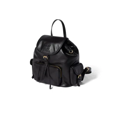 Miu Miu Leather Backpack In Black