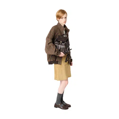 Miu Miu Leather Backpack In Brown