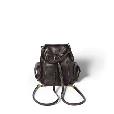 Miu Miu Leather Backpack In Brown