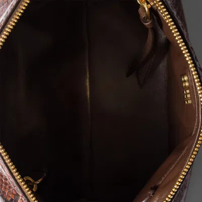 Miu Miu Caprice Python-print Ayers Leather Clutch In Brown