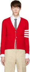 THOM BROWNE Red Classic Short V-Neck Cardigan