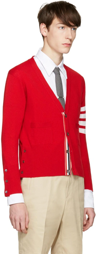 Shop Thom Browne Red Classic Short V-neck Cardigan