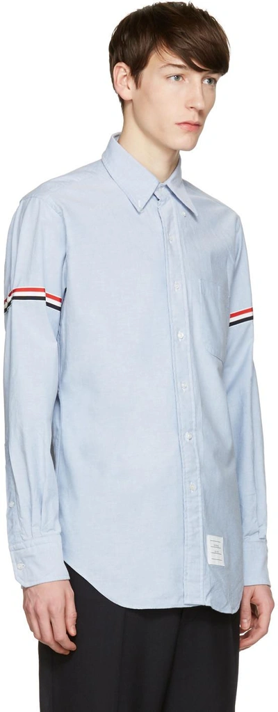Shop Thom Browne Blue Oxford Grosgrain Classic Shirt In 480 Light Blue