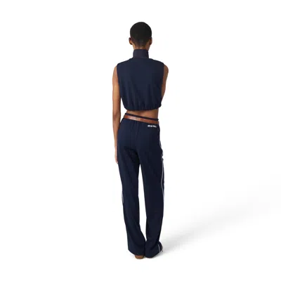 Miu Miu High Neck Polyester Blend Top Elastic In Blue