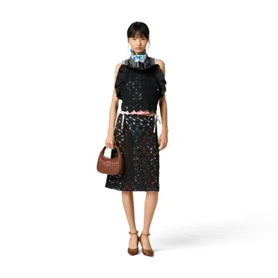 Miu Miu Macramé Pinafore Top In Black