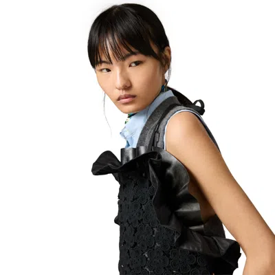 Miu Miu Macramé Pinafore Top In Black