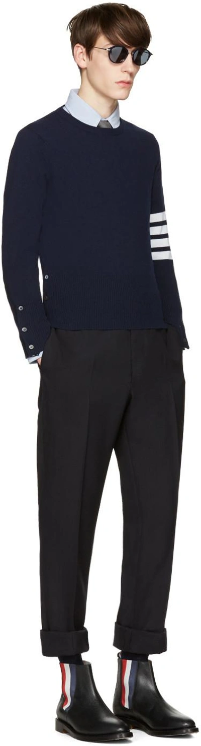 Shop Thom Browne Navy Classic Crewneck Short Pullover In 415 Navy