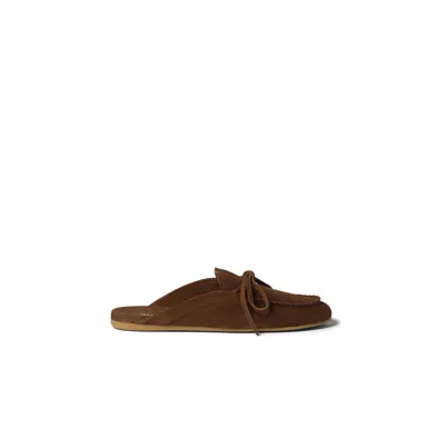 Miu Miu Suede Sabots Rounded Toe Bow Detail In Brown