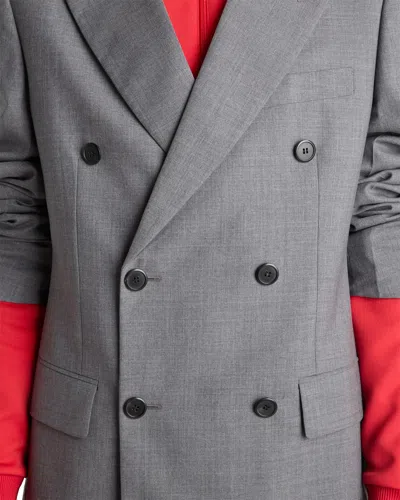 Prada Double-breasted Peak-lapels Blazer In Gray