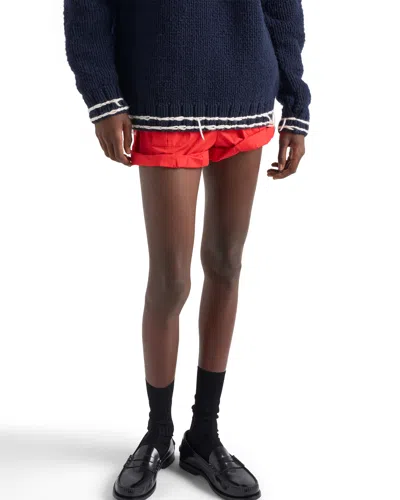 Prada Elasticated-waist Cargo Shorts In Red