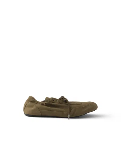 Prada Vintage-finished Canvas Sneakers For Women In Brown