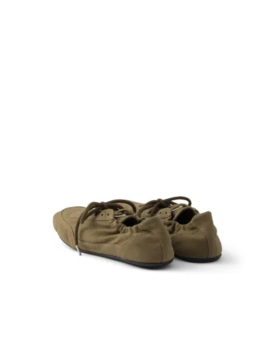 Prada Vintage-finished Canvas Sneakers For Women In Brown
