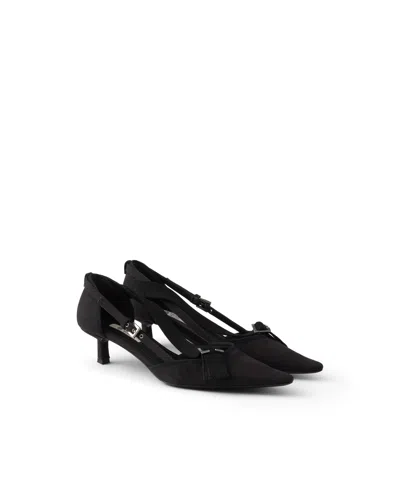 Prada Kitten Heel Pointed Toe Pump In Black