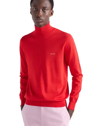 Prada Pullover Mit Schildkrötkragen Aus Baumwolle In Red