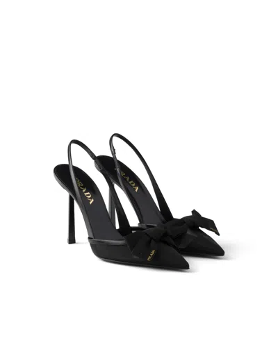 Prada Mesh Slingback Pumps Featuring Bow Detail In Black
