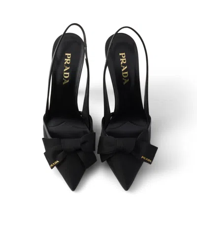 Prada Mesh Slingback Pumps Featuring Bow Detail In Black