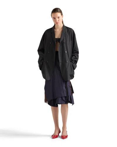 Prada Double-breasted Technical Taffeta Jacket In Black
