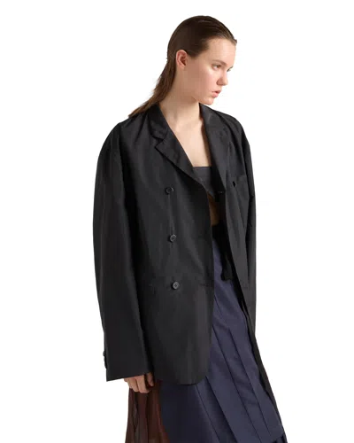 Prada Double-breasted Technical Taffeta Jacket In Black
