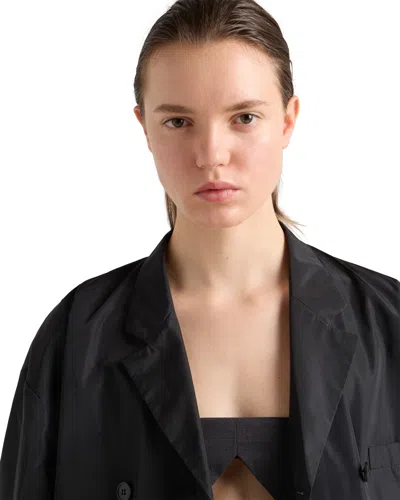 Prada Double-breasted Technical Taffeta Jacket In Black