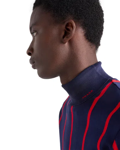 Prada Rollkragenpullover Aus Baumwolle In Blue