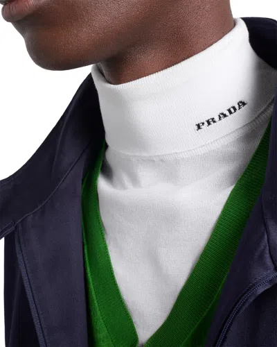 Prada Rollkragenpullover Aus Baumwolle In White