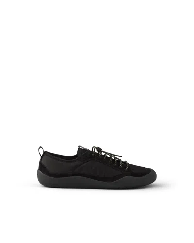 Prada Speedrock Leather And Mesh Fabric Sneakers Shoes In Black
