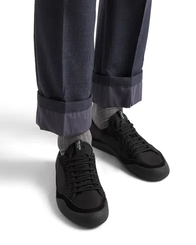 Prada Speedrock Leather And Mesh Fabric Sneakers Shoes In Black