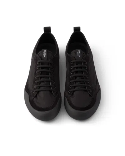 Prada Speedrock Leather And Mesh Fabric Sneakers Shoes In Black