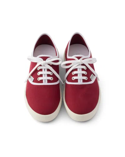 Prada Drill Low-top Sneakers In Burgundy