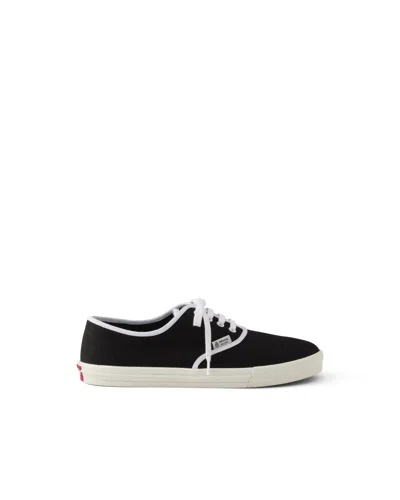 Prada Canvas Low Top Sneaker In Black